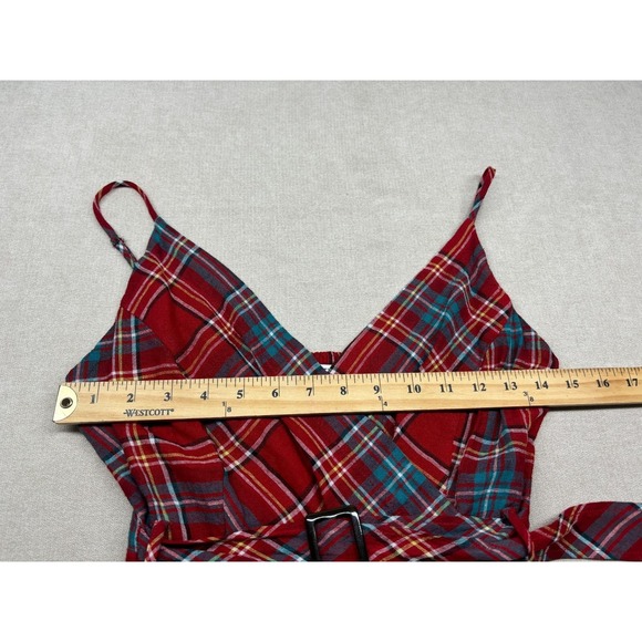 Urban Outfitters Dress Womens XS Red Plaid Sleeveless Mini Belted New - Picture 11 of 13